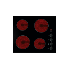 Culina UBCH60KCR Ceramic Hob With Control Knobs- Black Glass